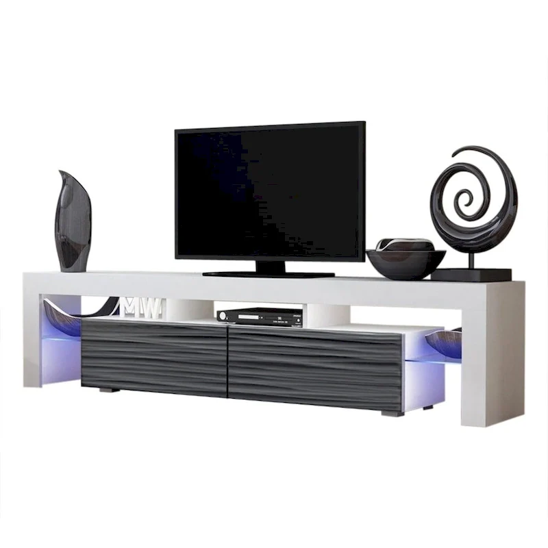 White 79-Inch TV Stand with LED Lights