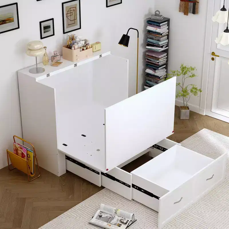 Famapy White Murphy Bed Bottom Pulley Mobile with Socket Sturdy and Durable