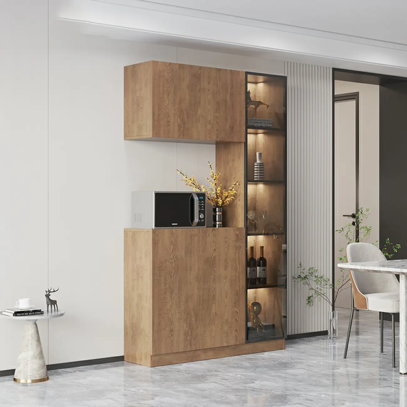 Modern Wooden Sideboard with Drawers & Shelves & Cabinets