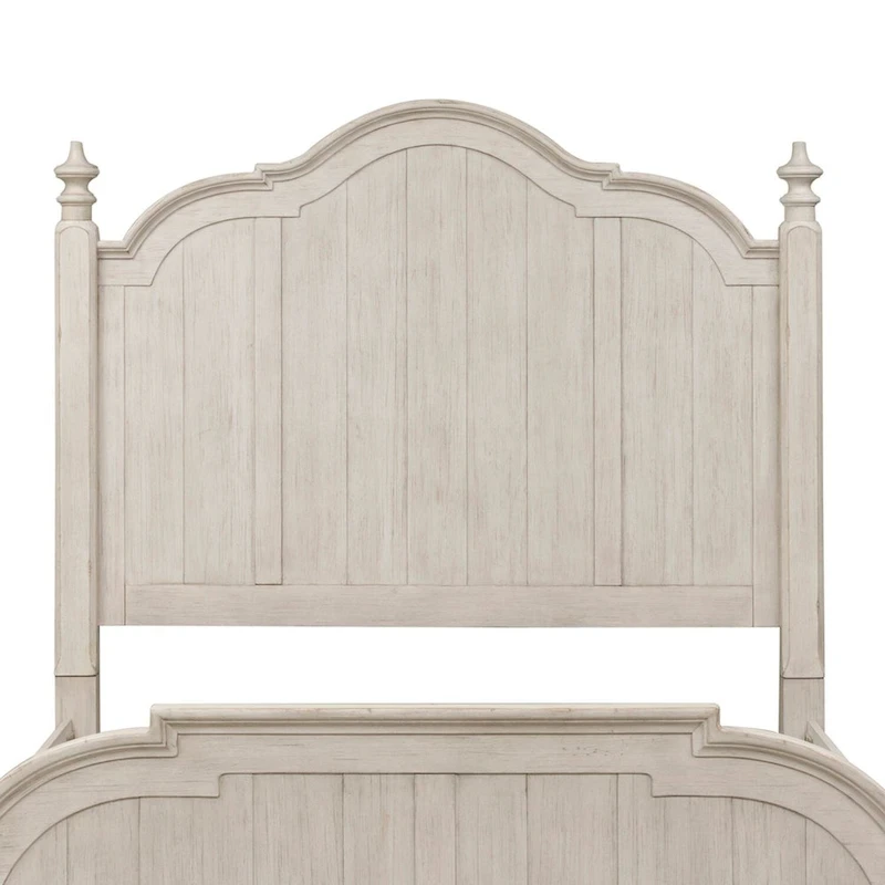 Farmhouse Reimagined Antique White with Chestnut King Poster Headboard