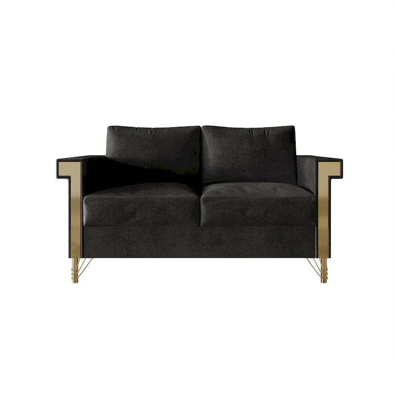 Glam Velvet Upholstered 2-Piece Living Room Set