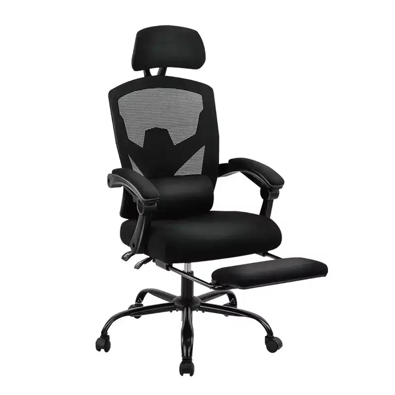 TUYOHW Ergonomic Office Chair with Retractable Footrest, Gaming Chair with Lumbar Support Pillow and Padded Armrests, Swivel Chair for Office