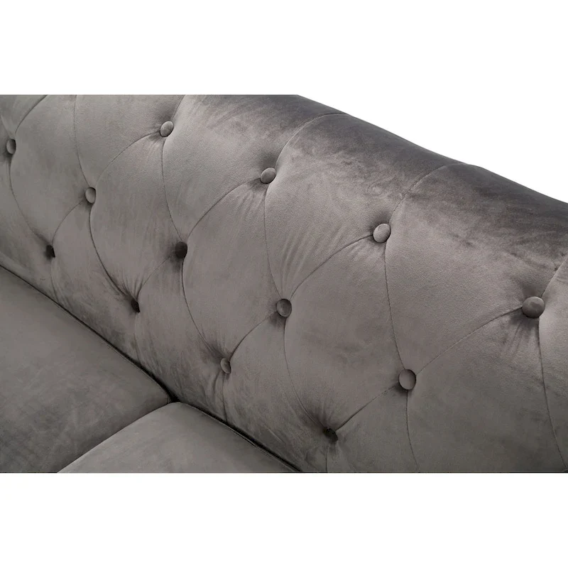Pompano Velvet Button Tufted Sofa