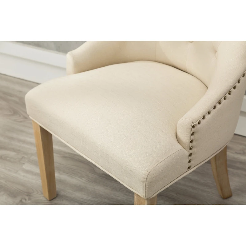 Roundhill Furniture Tufted Solid Wood Silver Nailhead Wingback Hostess Chairs (Set of 2)