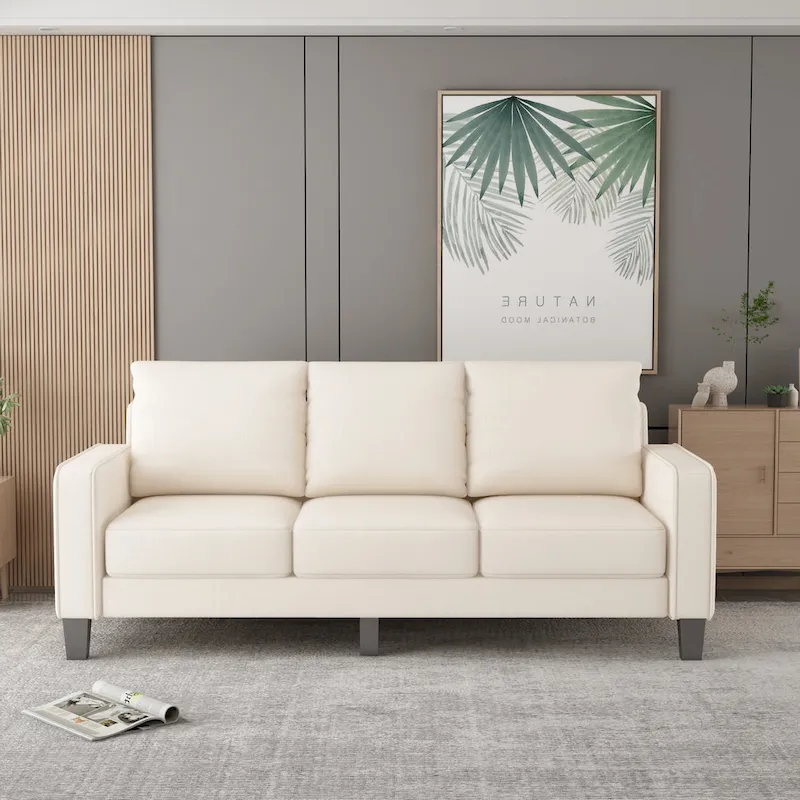 Beige / Grey / Grey & Black 3-Seater Fabric Sofa with Storage