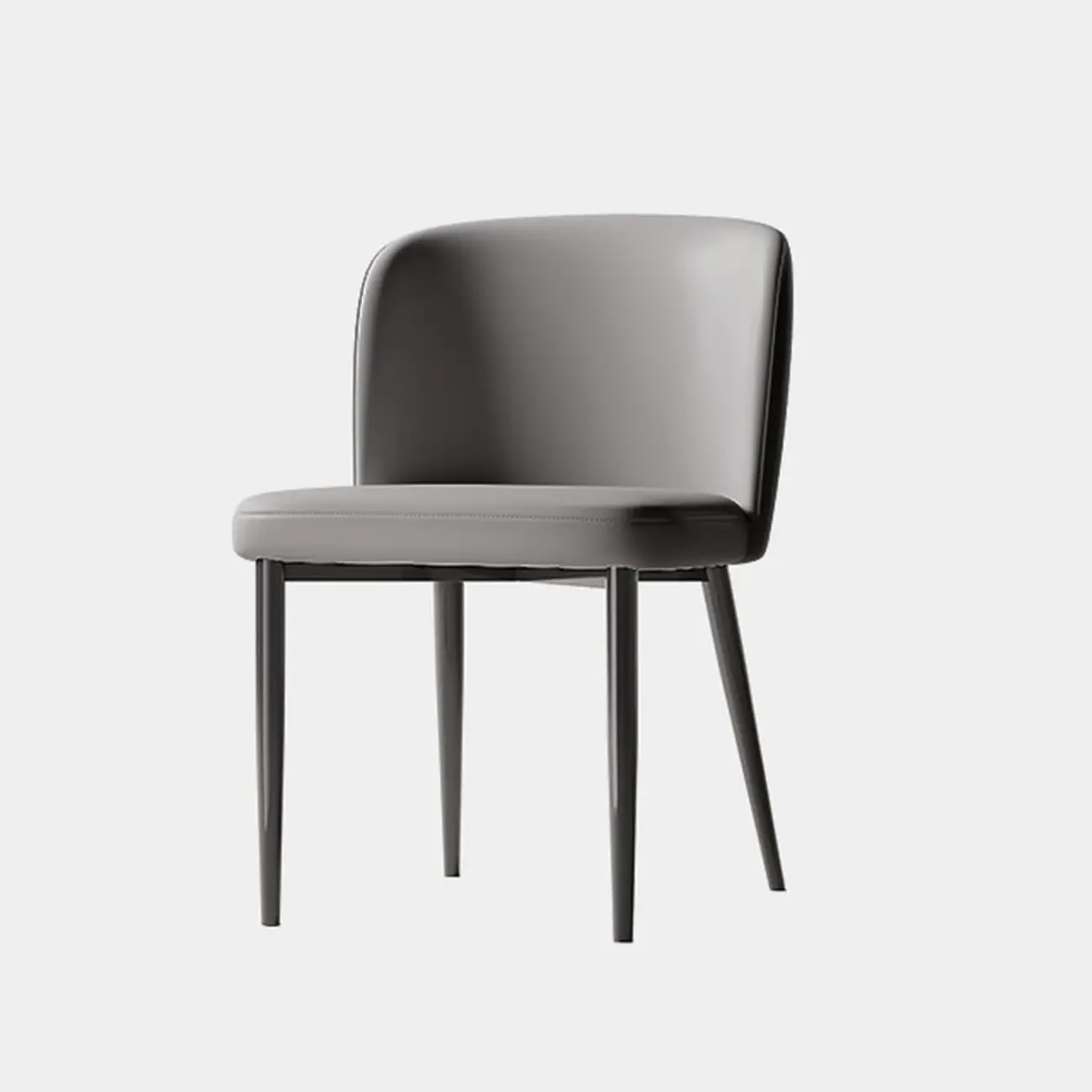 Modern Armless Leather Dining Chair with Black Alloy Legs