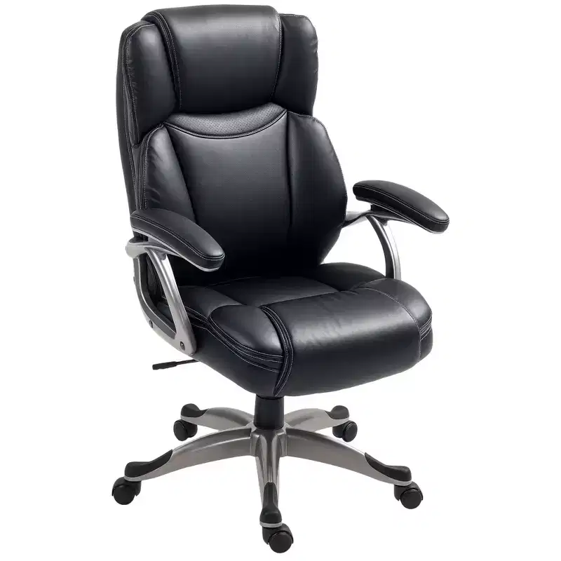 PU Leather High Back Office Chair, Swivel Desk Chair with Tilt Function and Adjustable Height
