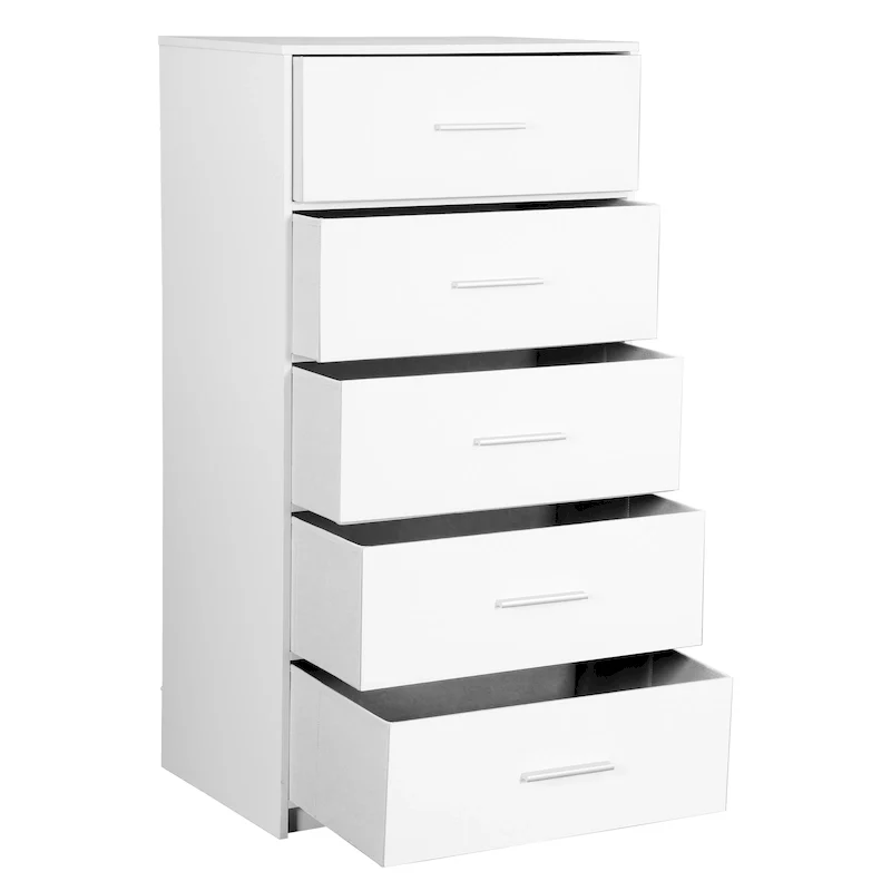Modern 5-Drawer Fabric Dresser with MDF Frame – Black / White, Single