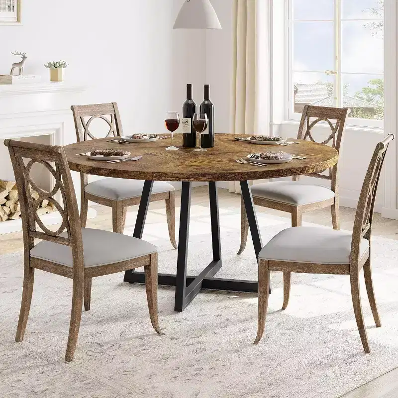 Acekool 47 Round Dining Table - Industrial Style with Metal Base
