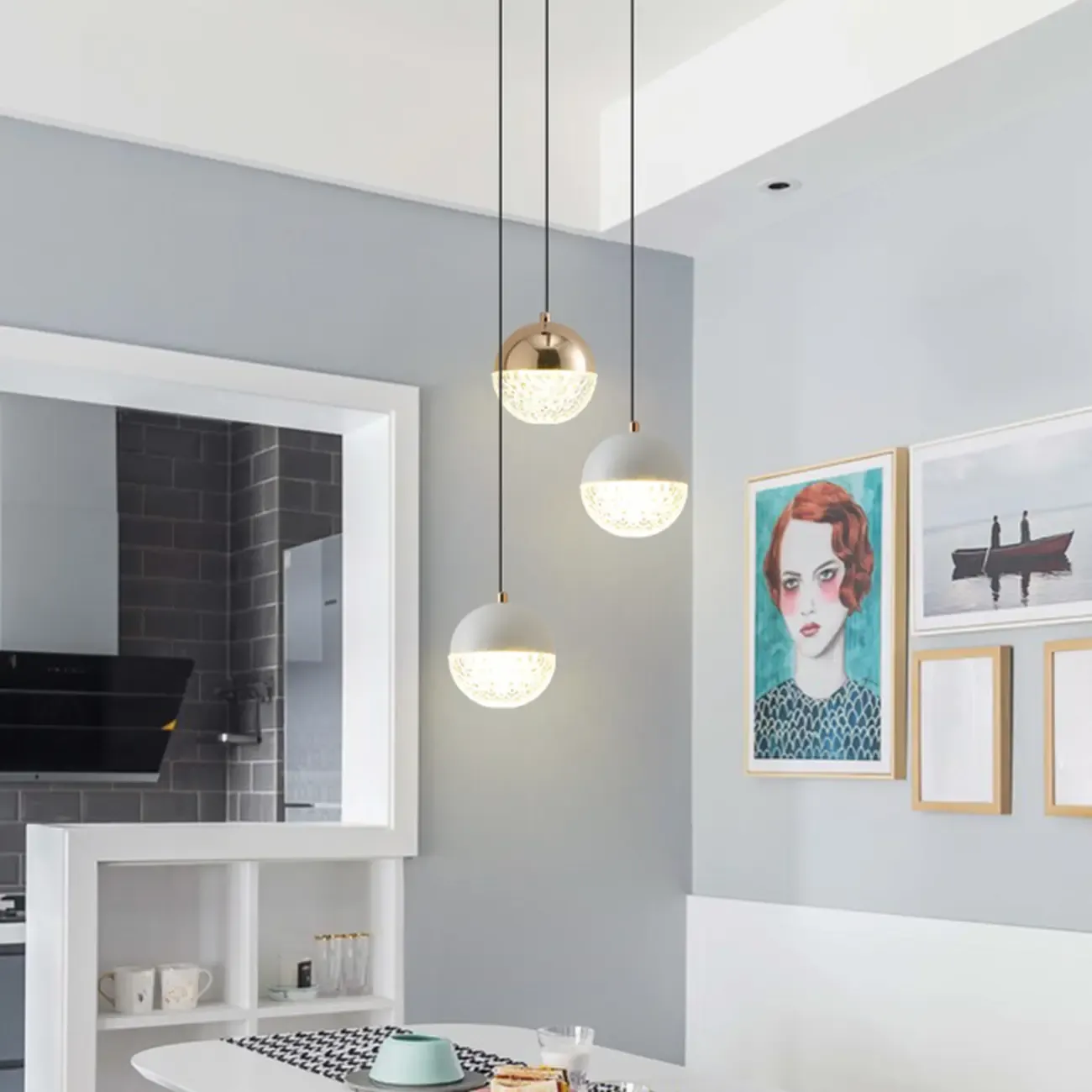 Modern Rose Gold Clear Globe Liftable Pendant Light