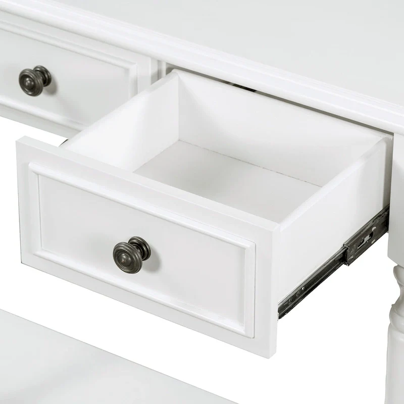 Nestfair Retro Wooden Console Table with Open Shelf Two Drawers