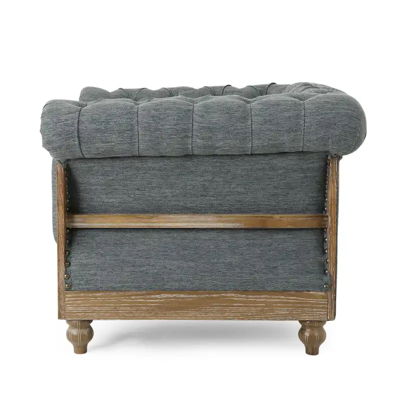 Button Tufted Club Chair with Nailhead Trim