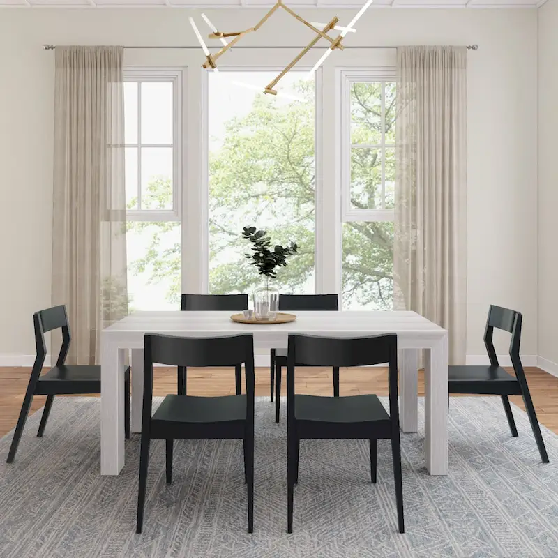 72 Modern Solid Wood Dining Table Set with 6 Chairs - Natural Finish