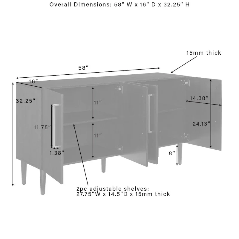 Crosley Everett Sideboard - 62x19x8