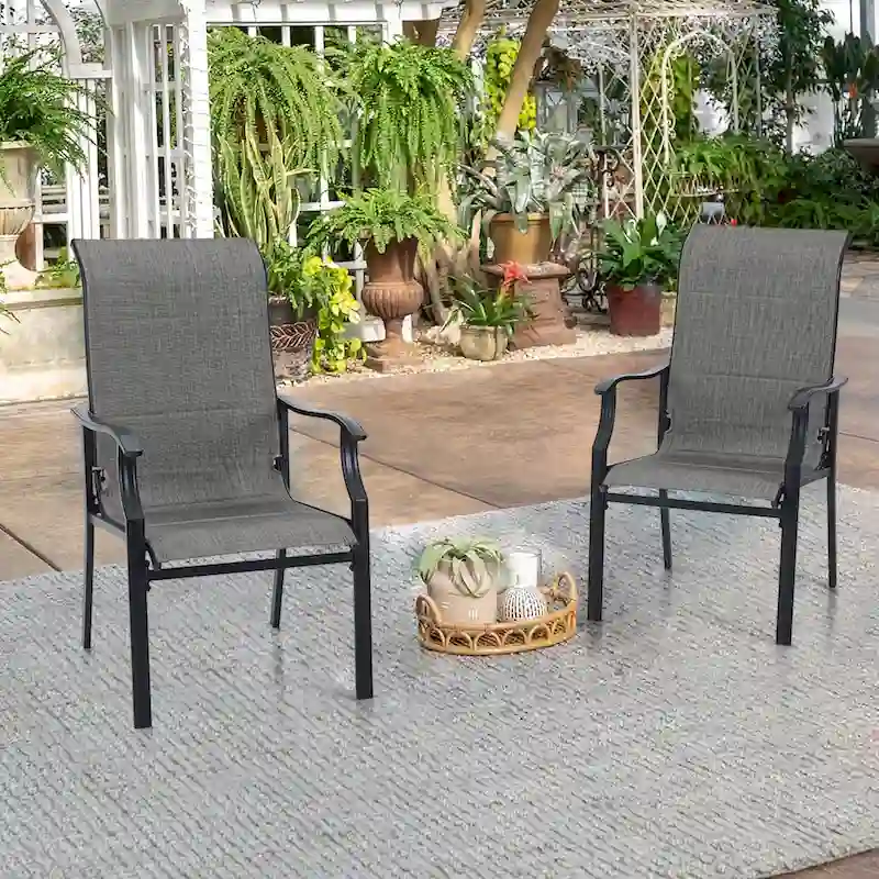 MAISON ARTS Patio Dining Chairs Padded Metal Chairs Mesh Textilene Fabric Outdoor Furniture Set of 2/4