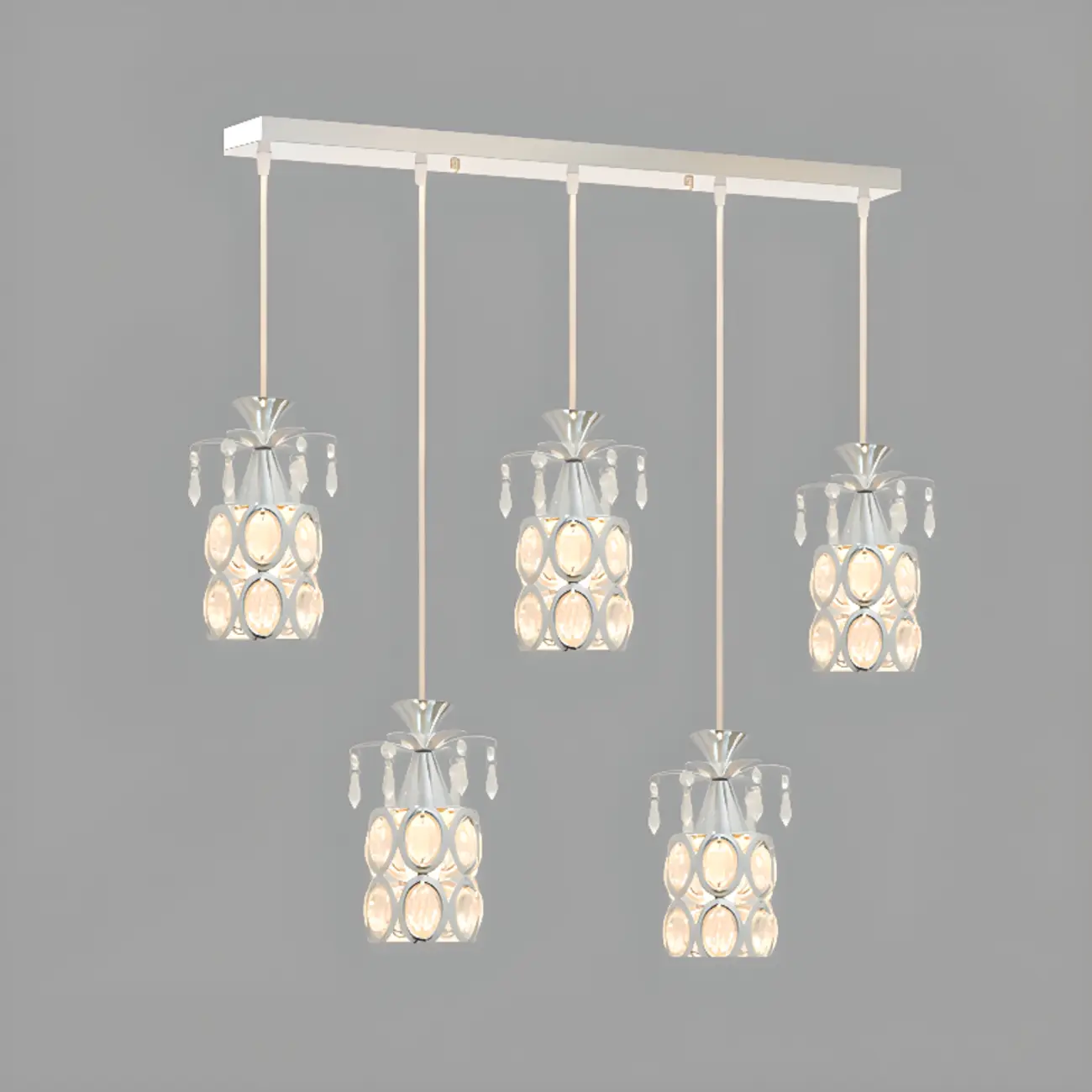 Elegant Cylinder Crystal Kitchen Island Pendant Light with Spotlight