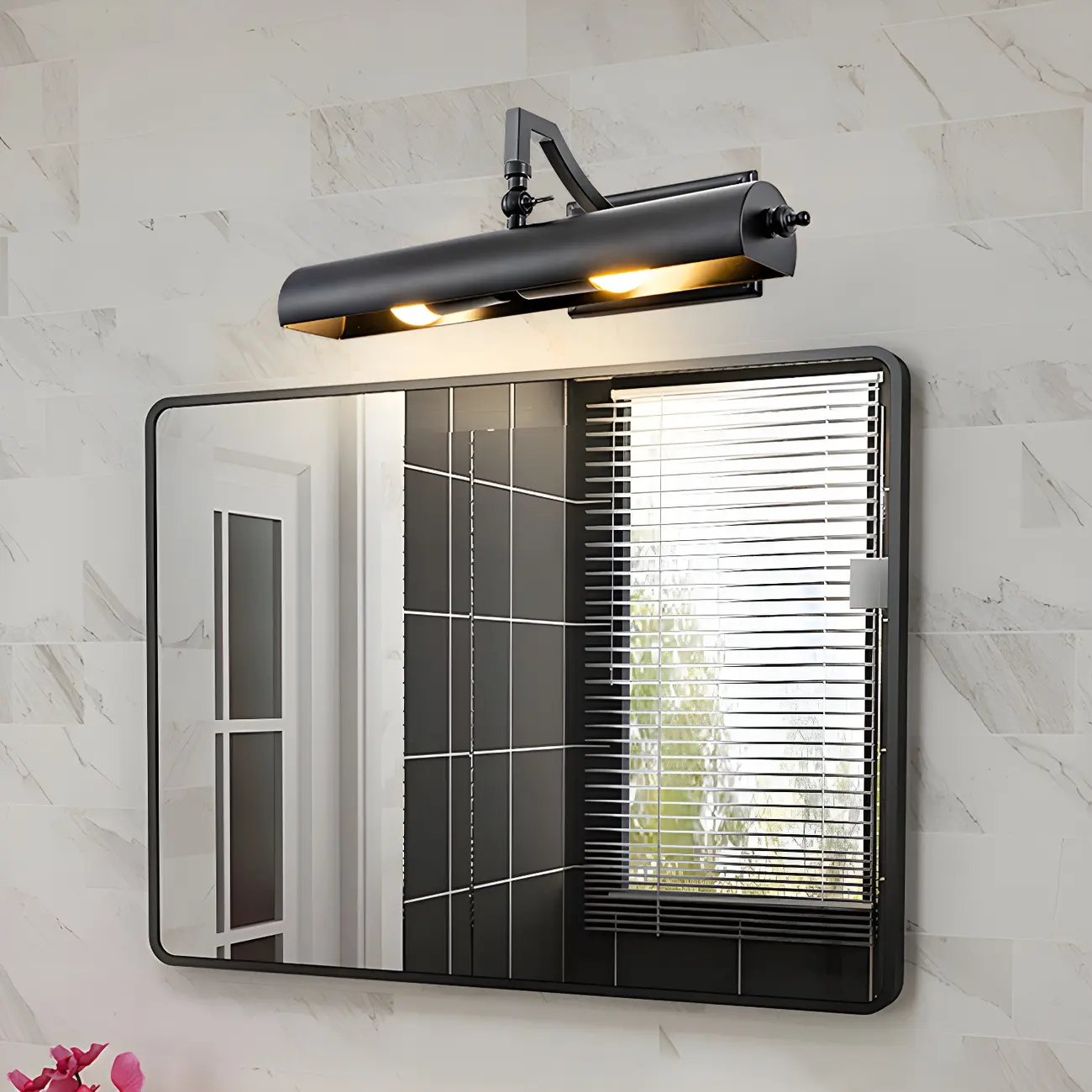 Industrial Black Tube Vanity Light for Living Room