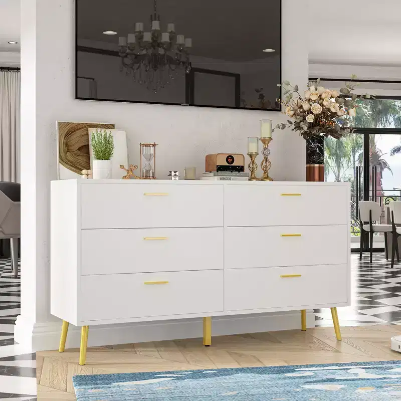 Famapy Modern Dresser With 6 Drawers Sleek Organizer Unit,Stylish for Bedroom & Living Room Organization