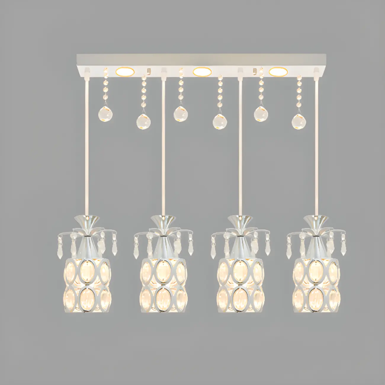 Elegant Cylinder Crystal Kitchen Island Pendant Light with Spotlight
