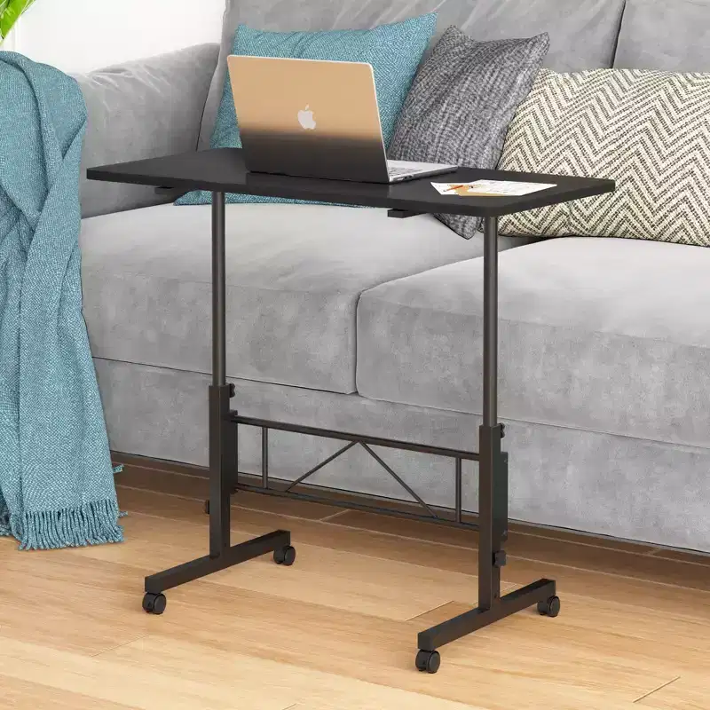 VECELO Small Standing Desk Adjustable Height, Mobile Computer Workstations with Wheels, Portable Rolling Laptop Table for Office