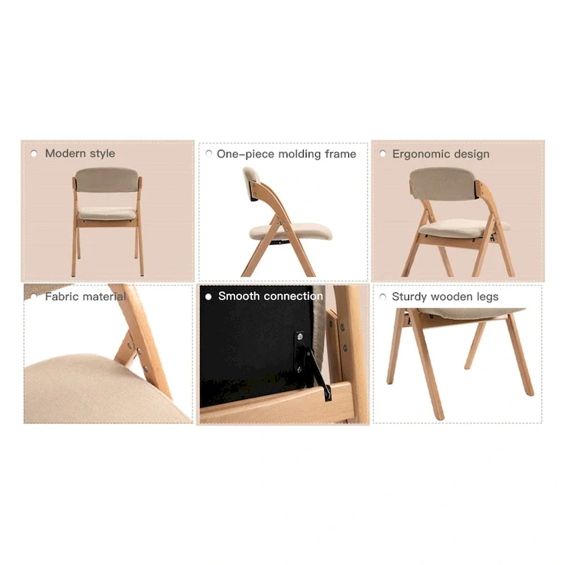 Wooden Stackable Dining Folding Chairs with Padded Seats(Set of 4)