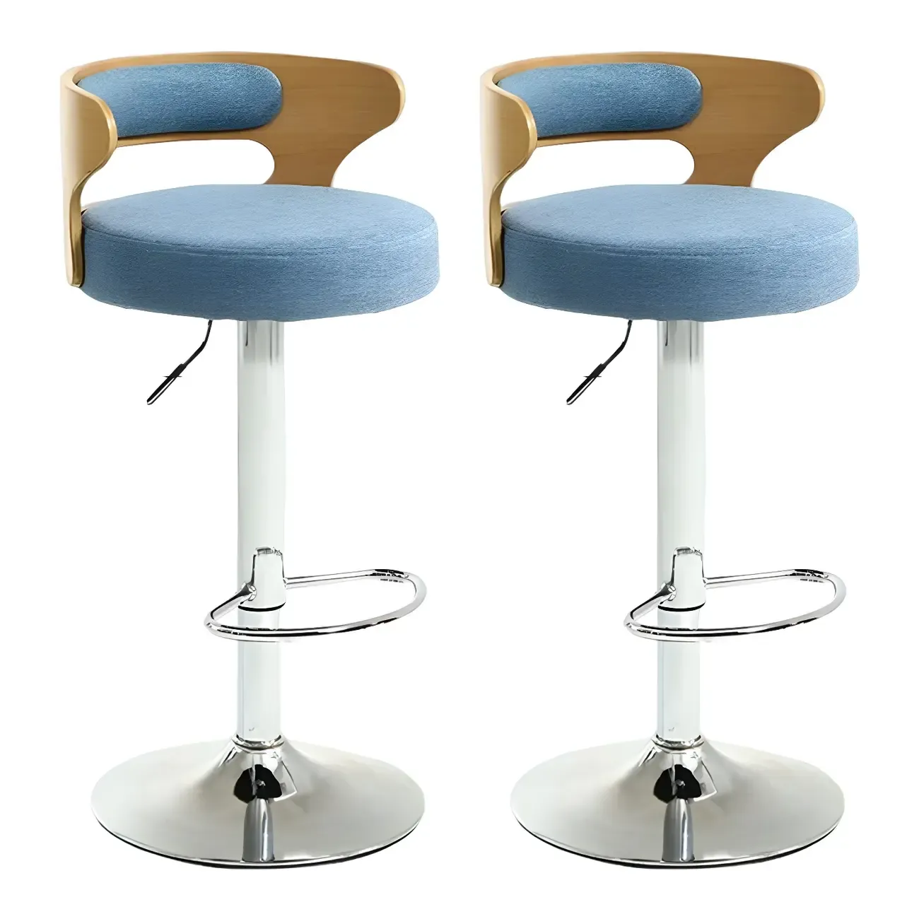 Adjustable Round Leather Swivel Bar Stools with Back