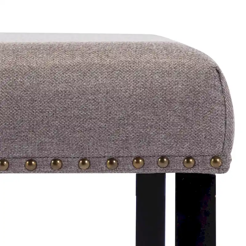 Modern 44 L Nailhead Trim Upholstered Bench with Wood Legs