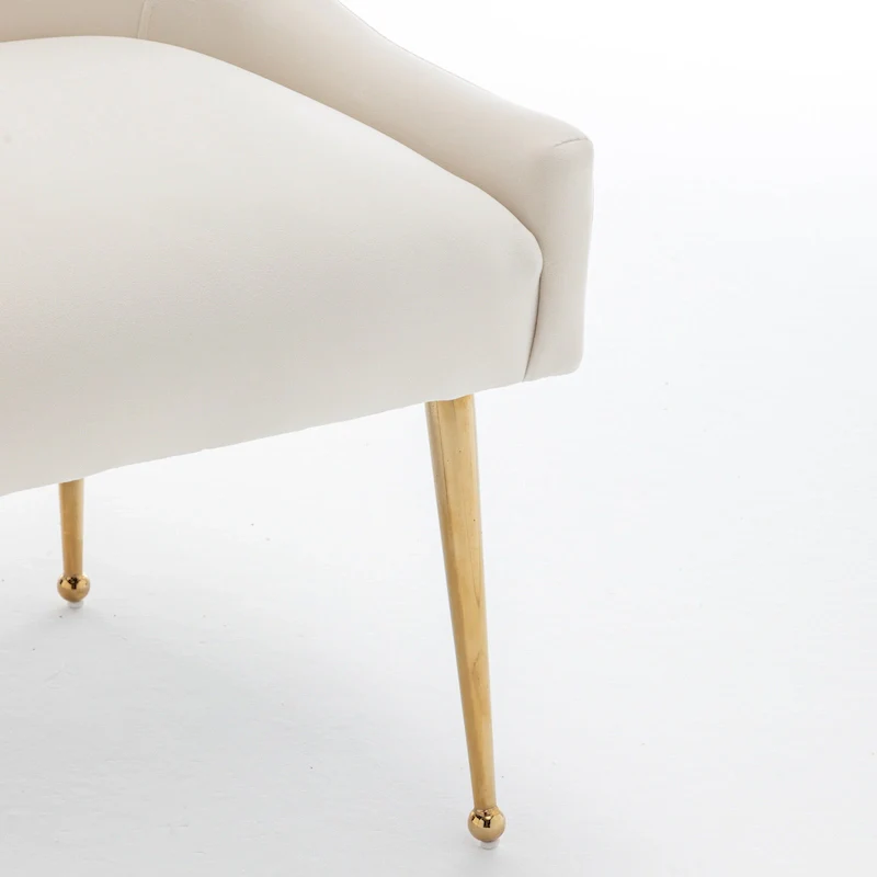 Velvet Upholstered Armless Dining Chair with Gold Metal Legs – Beige / Green / Black / Navy / Grey