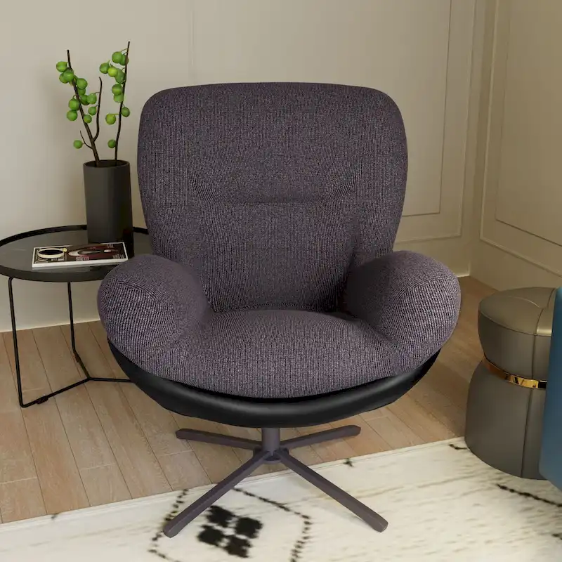 Modern Chenille 360 Swivel Office Chair with Metal Base Frame