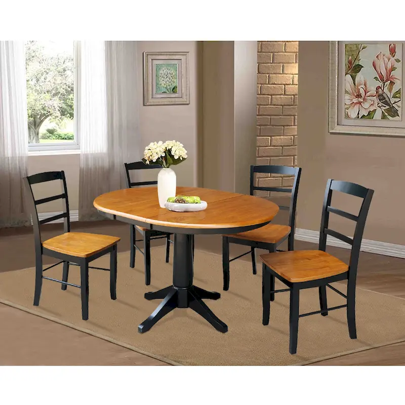 36 Round Extension Dining Table With 4 Madrid Chairs