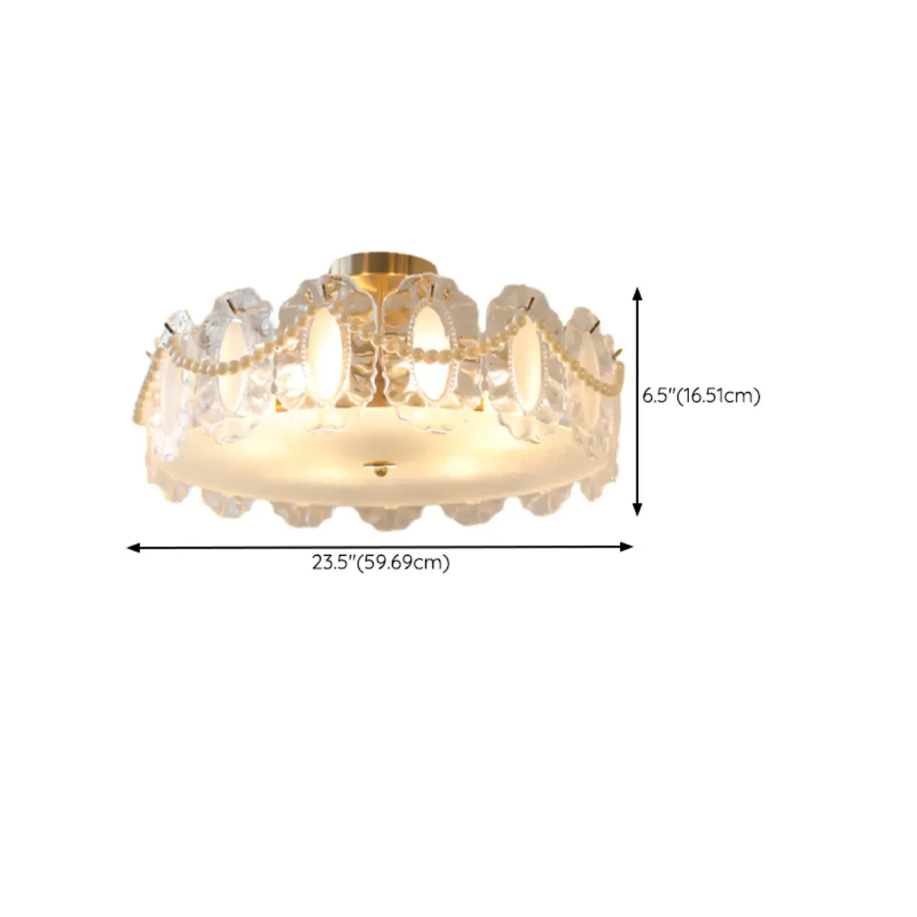 Elegant Glass Drum Shape Golden Semi Flush Light