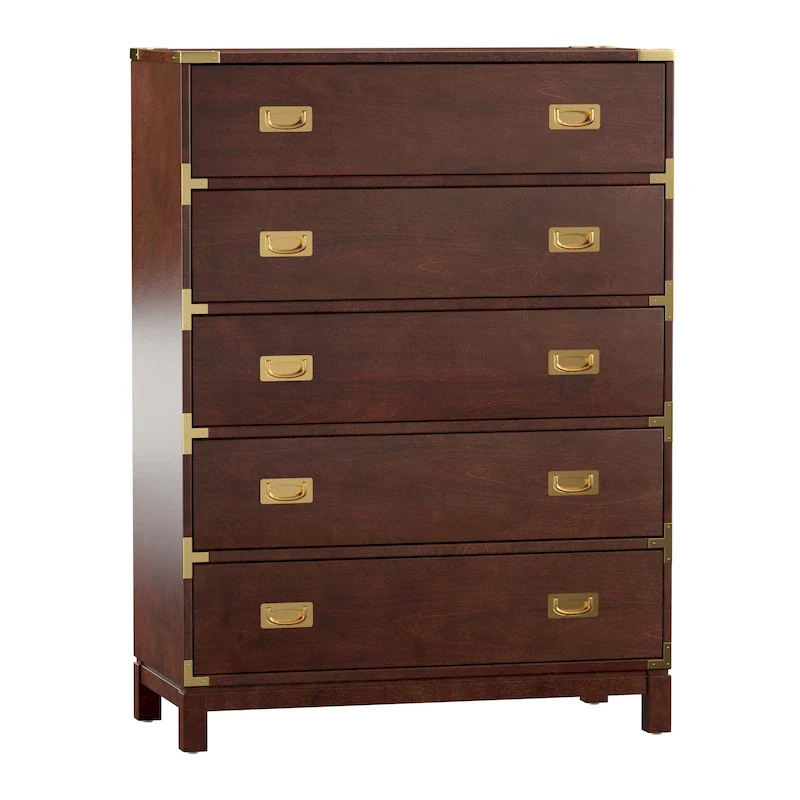 5-Drawer Gold Accent Chest