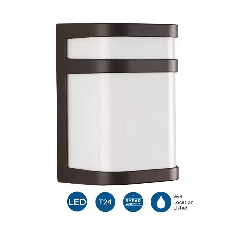 Progress Lighting Valera 1-Light LED Wall Lantern, Brushed Nickel, Matte White Acrylic Shade