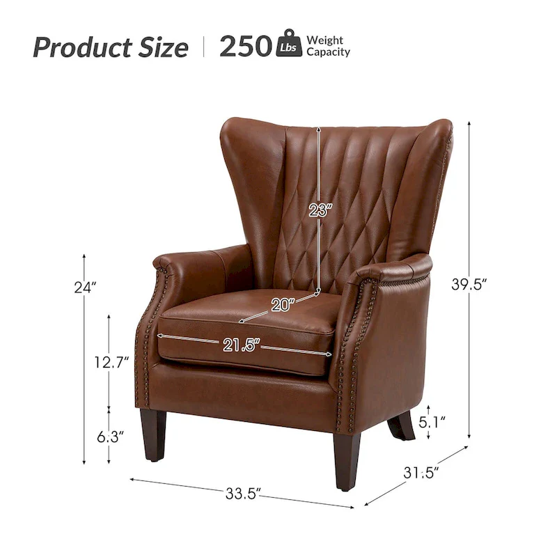 Xaver Traditional Genuine Leather Armchair With Solid Wood Legs by HULALA HOME