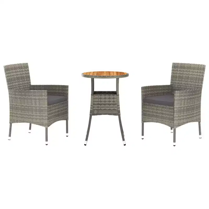 vidaXL Garden Bistro Set Poly Rattan Medium Modern Bistro Set