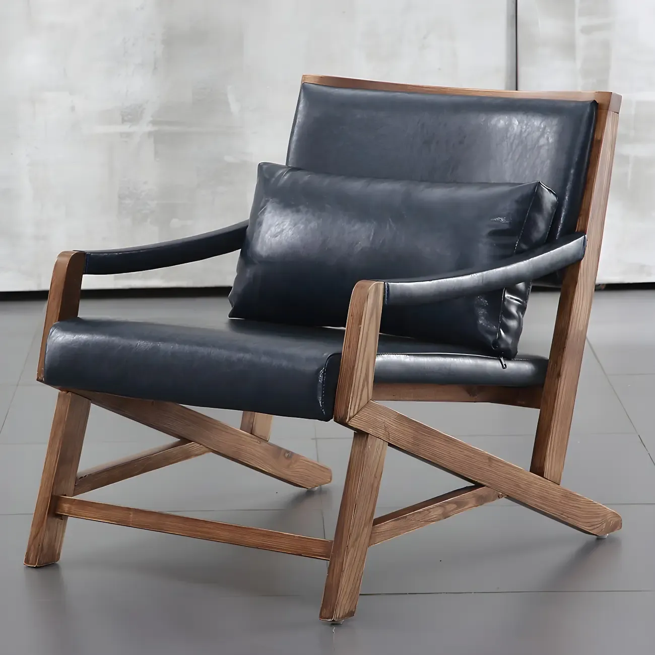 Modern Faux Leather Lounge Chair with Pillow Back