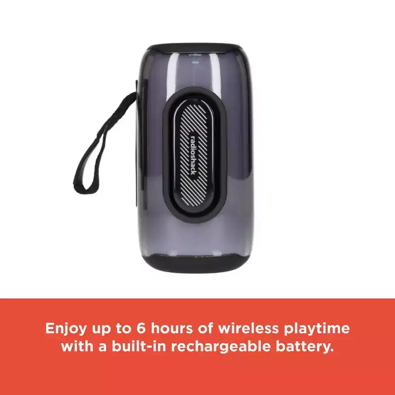 RadioShack Portable Bluetooth Speaker 10W IPX5 Splashproof With 360 RGB Lights with Strap Black