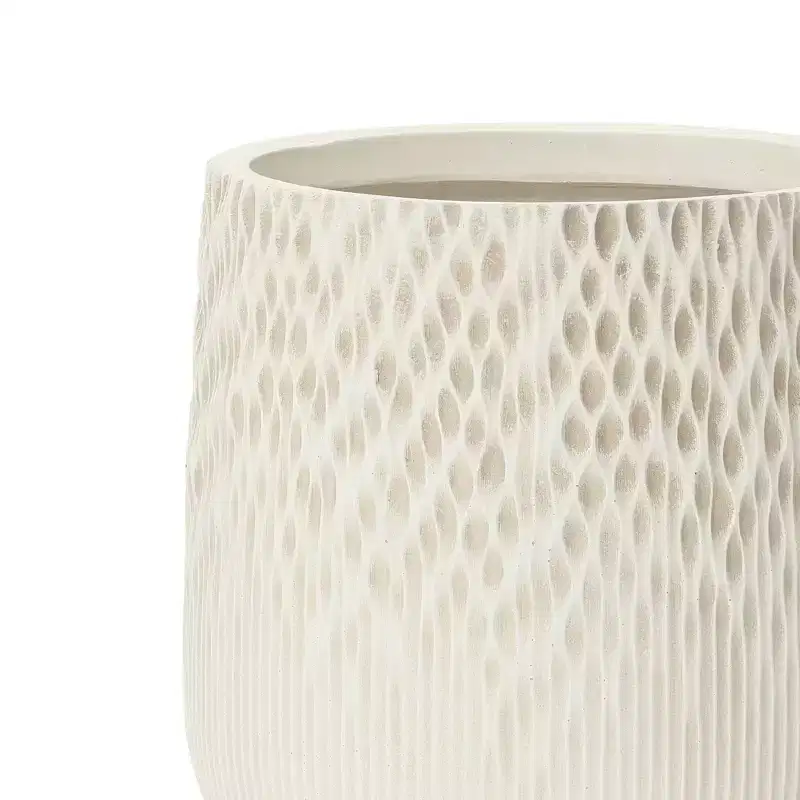 LuxenHome Antique Off-White Round Planter, Deep-to-Light Gradient Texture, Tapered Design