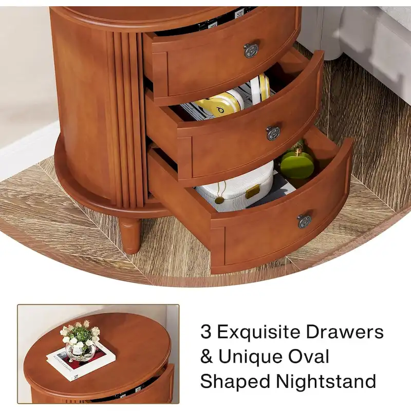Fully Assembled Nightstand with 3 Drawers