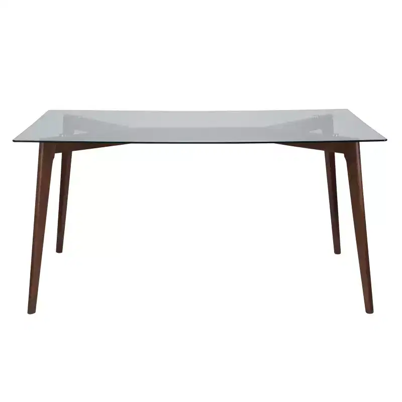 Multicolored Glass Top 4-Leg Dining Table, Seats 6