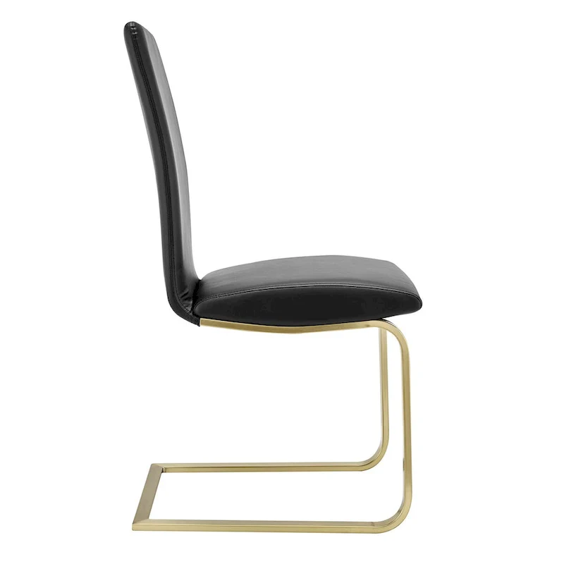 Dining Chair in Black with Matte Brushed Gold Legs