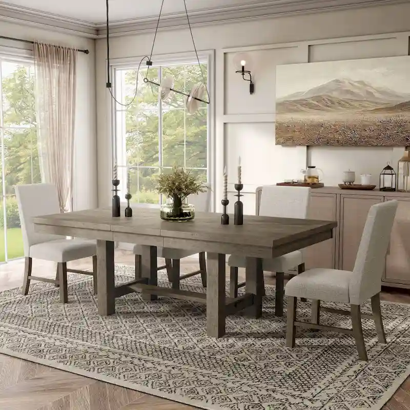 Rustic Grey Wood 5-Piece Dining Table Set by