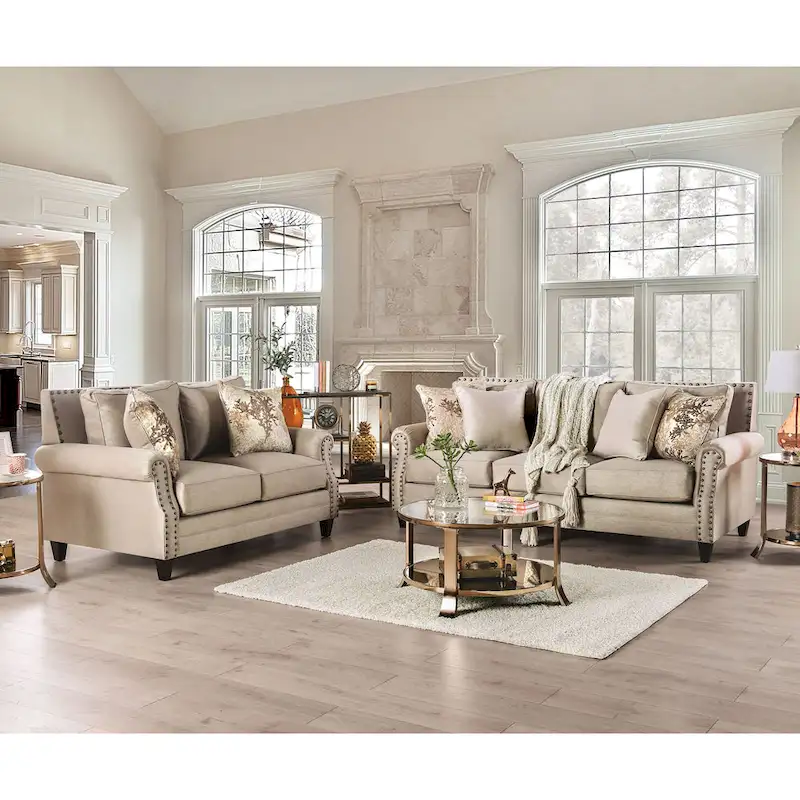 Qyn Traditional Beige 2-piece Living Room Set