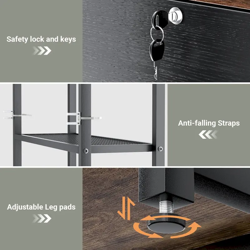 27.6  Wide Drawer File Cabinet, Wood Filing Cabinet With Charging Station and Locks