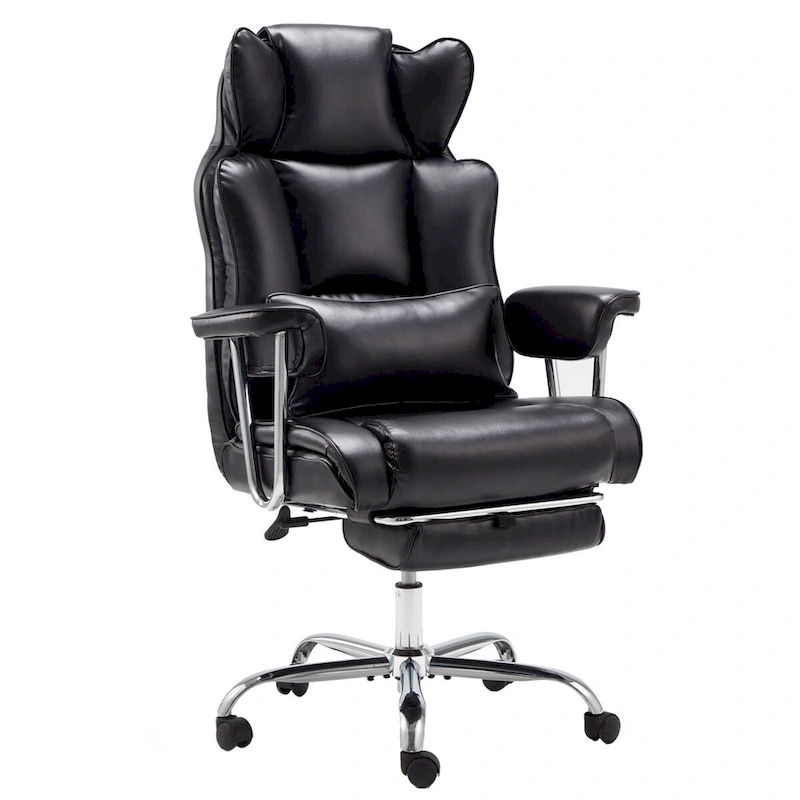 Big and Tall Leather Office Chair with Foot Rest with Adjustable Back for People up to 400 lbs