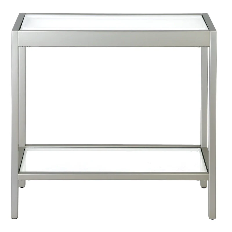 Bronze Rectangular Glass Side Table 24 Inch