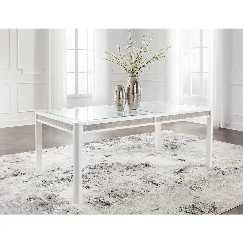 Signature Design by Ashley Chalanna White/Green Rectangular Dining Extension Table - 42W x 96D x 30H
