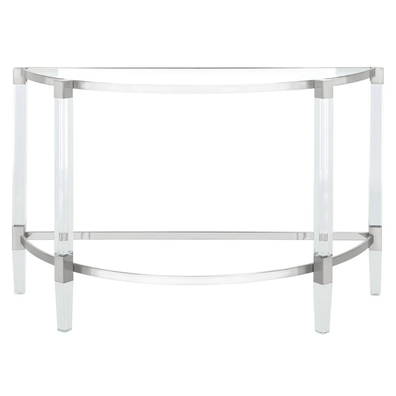 Acrylic Console Table with Stainless Steel Accents - 47W x 18D x 29H