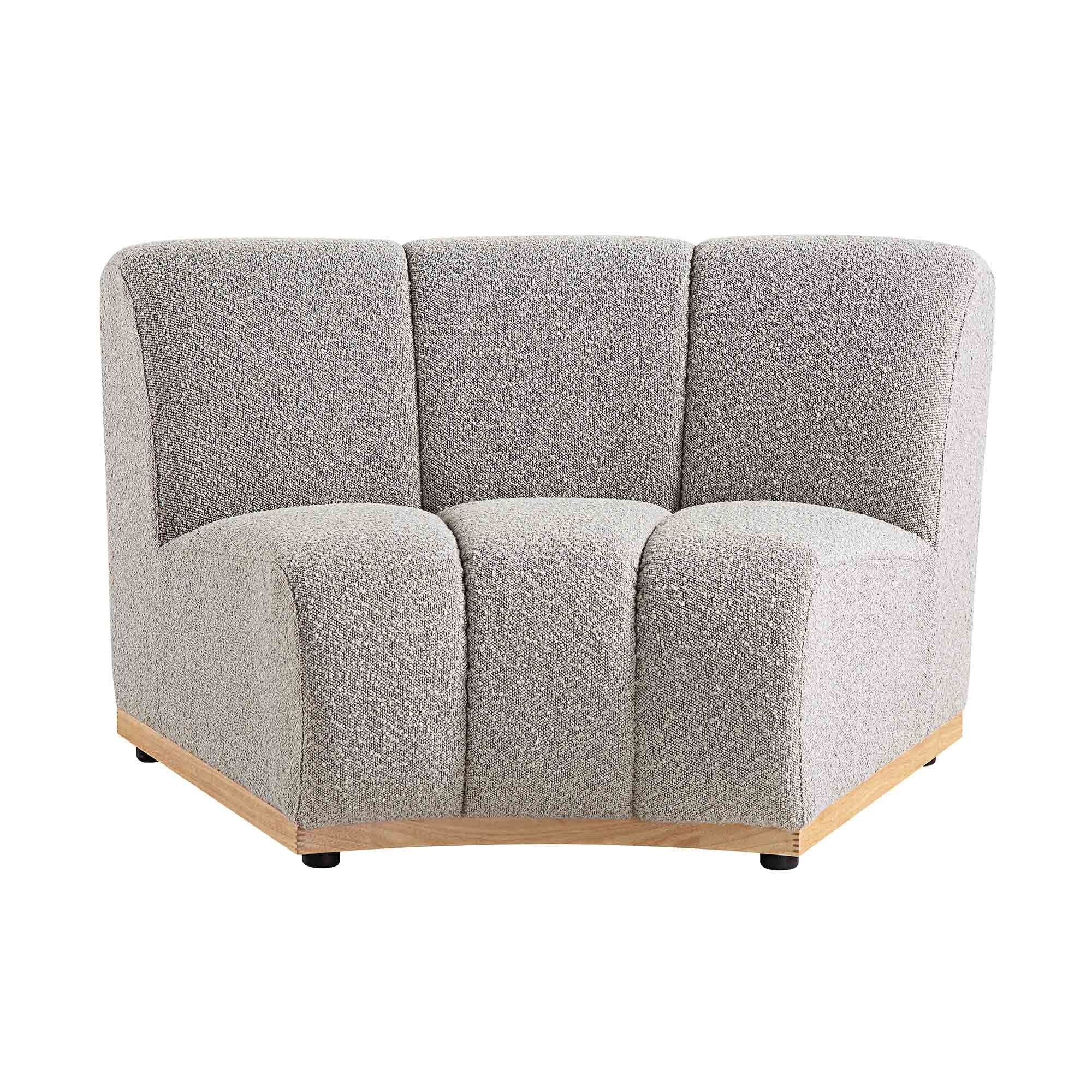 Taupe Boucle Sectional Sofa, 1-Seater Curved Sofa