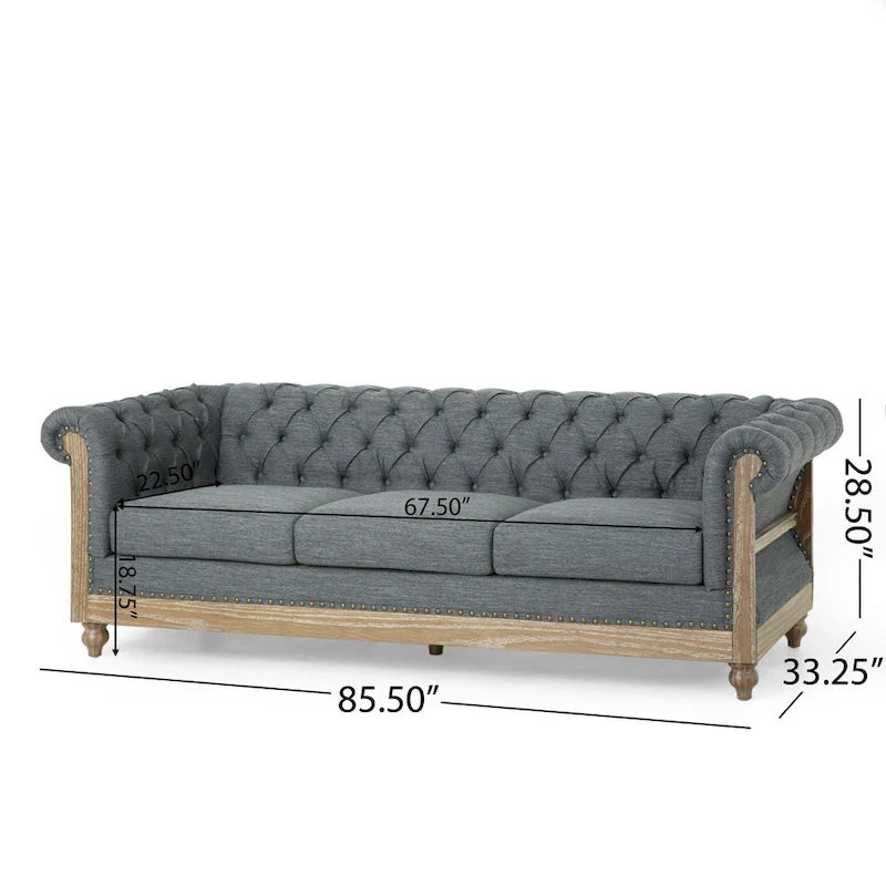 Saragus Chesterfield Sofa with Nailhead Trim by Christopher Knight Home - 85.50  L x 33.25  W x 28.50  H